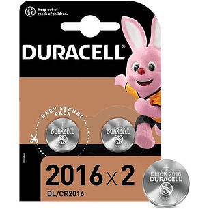 Duracell Pack de 2 Pilas Litio de Boton DL2016 3V - Tecnologia Baby Secure