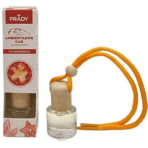Prady Ambientador Coche Gingerbread - Frasco de Cristal 6 ml y Cuerda para Espejo Retrovisor