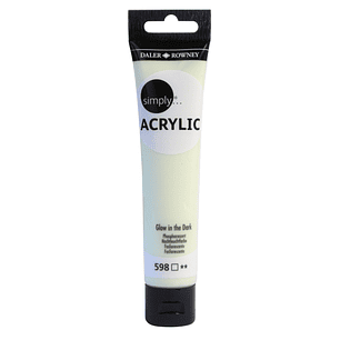 Daler Rowney Simply Pintura Acrilica - Tubo de Plastico - 75ml - Brilla en la Oscuridad - Color Fosforescente