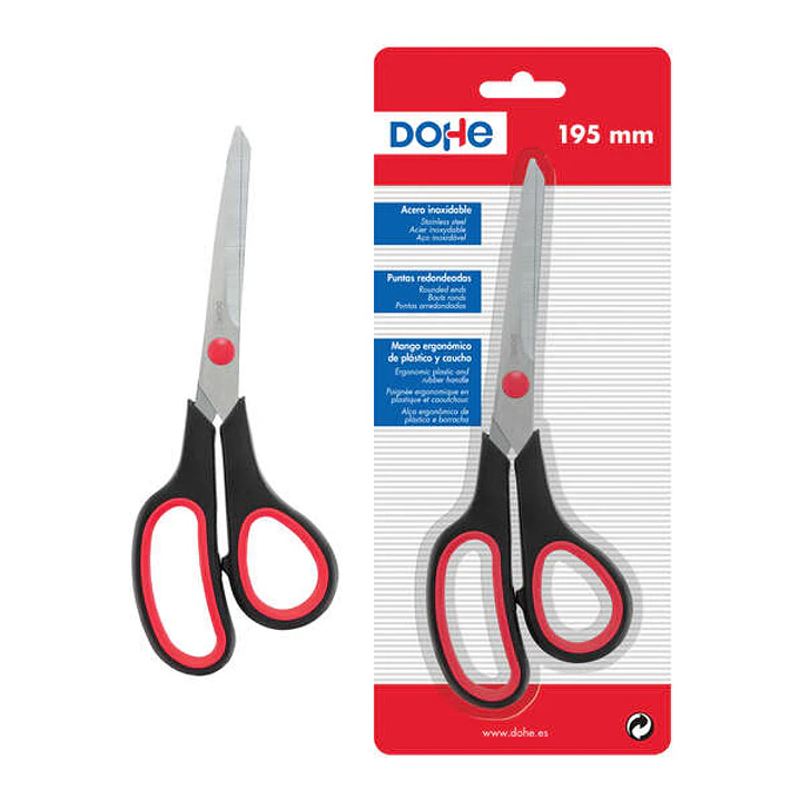 Dohe Tijeras de Acero Inoxidable - Puntas Redondeadas - Mango Ergonomico de Plastico y Caucho - Blister Individual 1