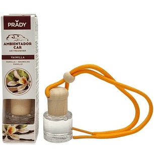 Prady Ambientador Coche Vainilla - Frasco de Cristal 6 ml y Cuerda para Espejo Retrovisor