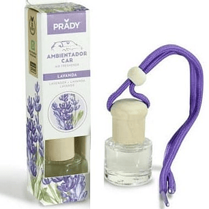 Prady Ambientador Coche Lavanda - Frasco de Cristal 6 ml y Cuerda para Espejo Retrovisor