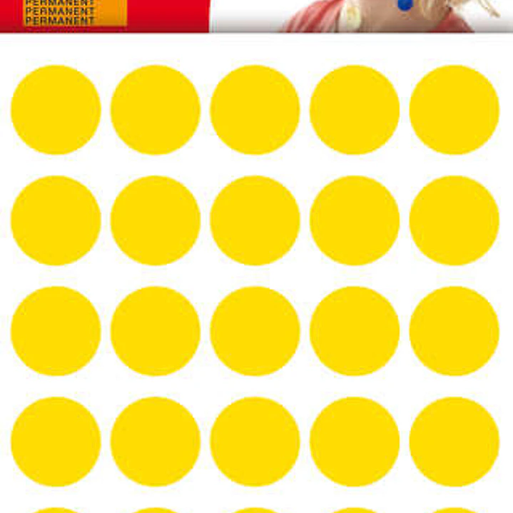 Apli Bolsa de 180 Gomets Redondos Ø 20mm - Adhesivo Permanente - Desarrollo de Habilidades y Creatividad - Ideal para Escuelas Infantiles - Color Amar 1