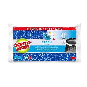 Scotch-Brite Fresh Pack de 3 Estropajos de Cocina - Promocion 2 + 1 Gratis - No Raya - Color Morado