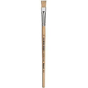 Pelikan Pincel Serie 613F Nº12 - Pincel de Punta Plana de Pelo Natural - para Colores Pastosos - Ideal para Oleo, Acrilico y Tempera - Mango de Madera