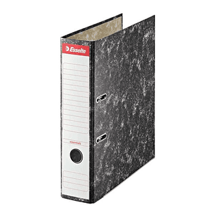 Esselte Archivador de Palanca Formato A4 - Lomo de 75mm - Ollao y Rado - Etiqueta Impresa en el Lomo - Color Negro Jaspeado