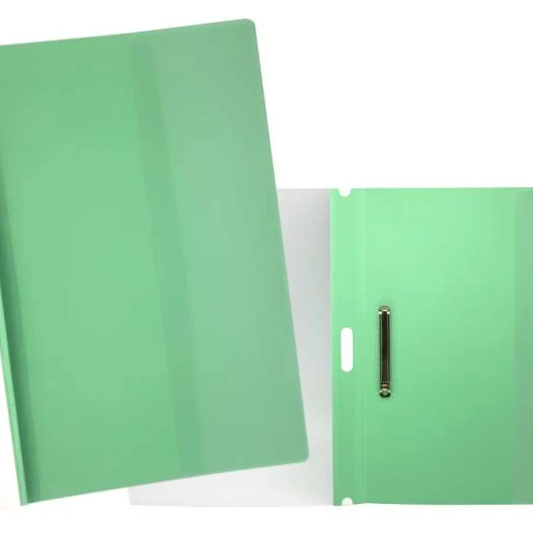 Yes Dossier con Fastener para 30 Hojas A4 - Portada Transparente, Trasera Verde - Fabricado en Polipropileno 1