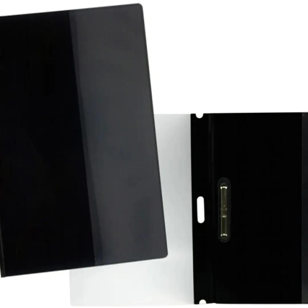 Yes Dossier con Fastener para 30 Hojas A4 - Portada Transparente, Trasera Negro - Fabricado en Polipropileno 1