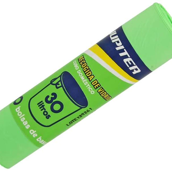 Jupiter Rollo de 10 Bolsas de Basura de 30L - Primera Calidad - Color Verde 1