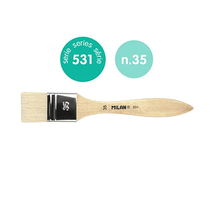 Milan 531 Paletina para Barnices y Oleo de 35mm - Cerda Natural - Mango Corto - Color Madera Claro