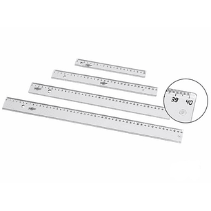 Faibo Regla Escolar Graduada de 40cm - Biselada y Reborde para Tinta - Transparente