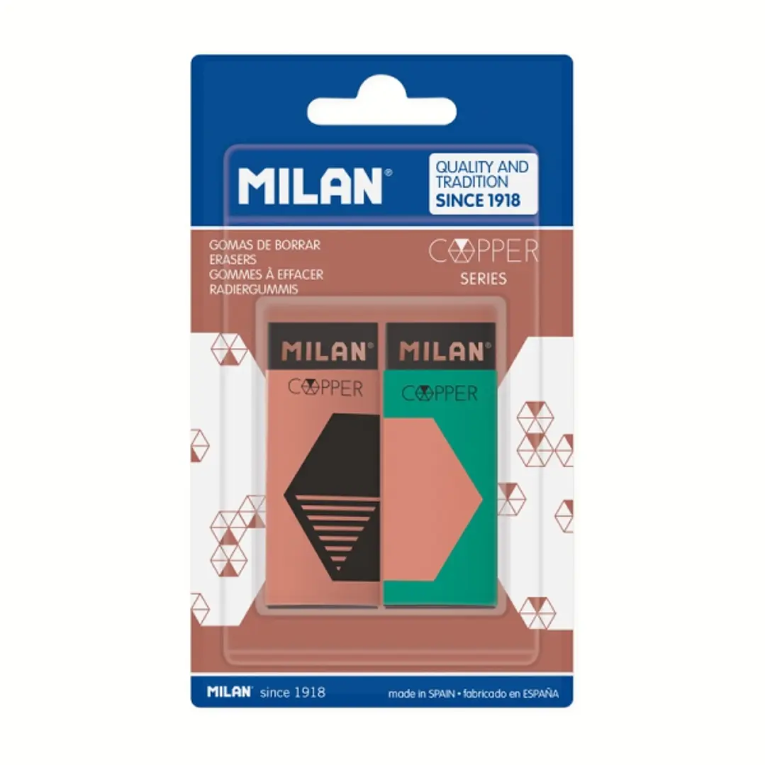 Milan Nata 320 Copper Pack de 2 Gomas de Borrar - No Abrasiva - Color Negro 1