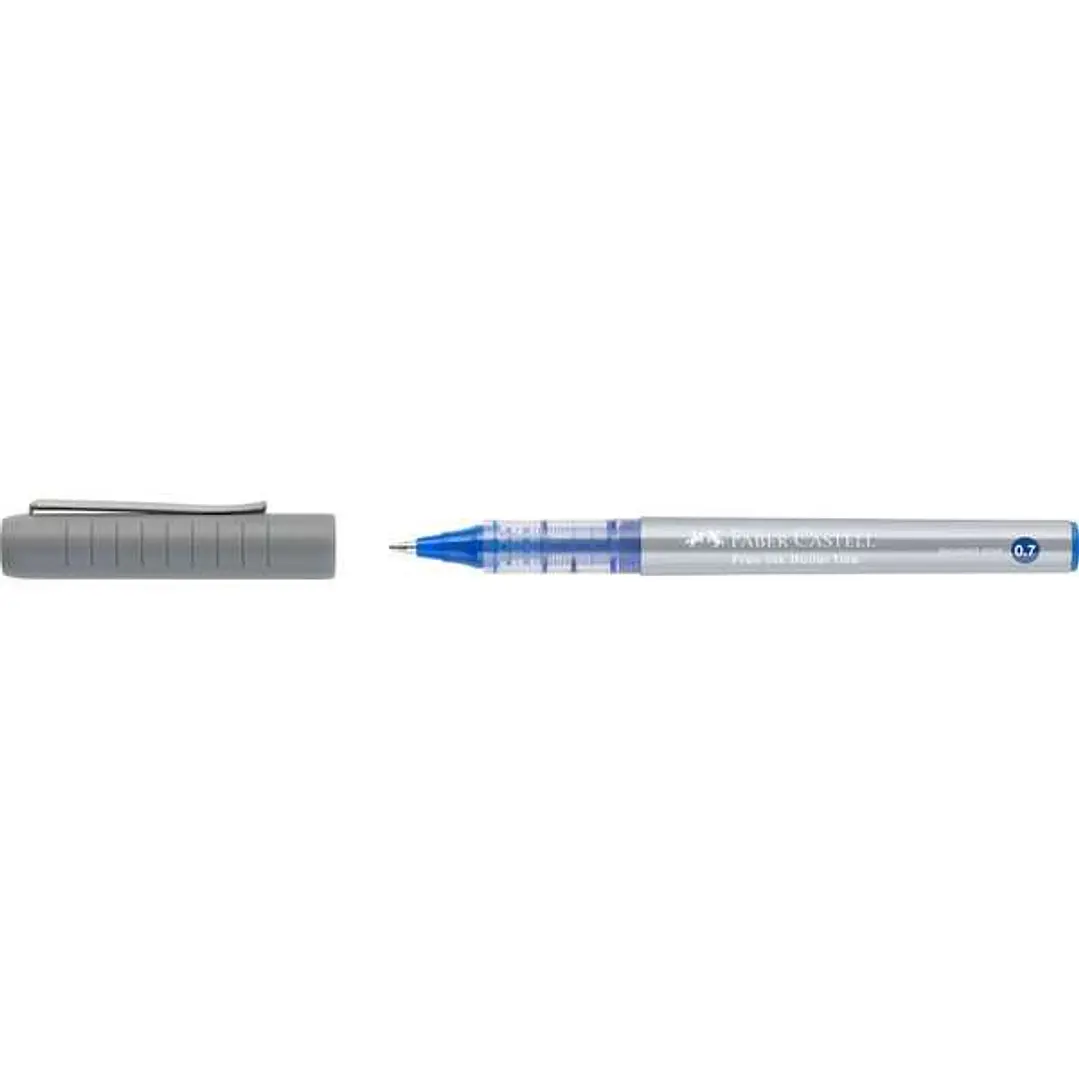 Faber-Castell Roller Free Ink Boligrafo de Tinta Liquida - Punta Conica 0,7mm - Ancho de Linea Fino - Clip de Metal - Color Azul 1