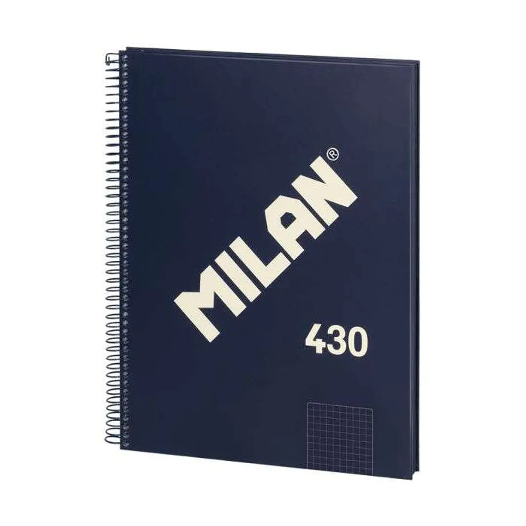 Milan Serie 1918 Cuaderno Espiral Formato A4 Cuadricula 5x5mm - 80 Hojas de 95 gr/m2 - Microperforado, 4 Taladros - Color Azul Oscuro 1