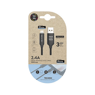 TechOneTech Cable USB-A Macho a Lightning Macho 1m - Recubierto de Nylon Trenzado
