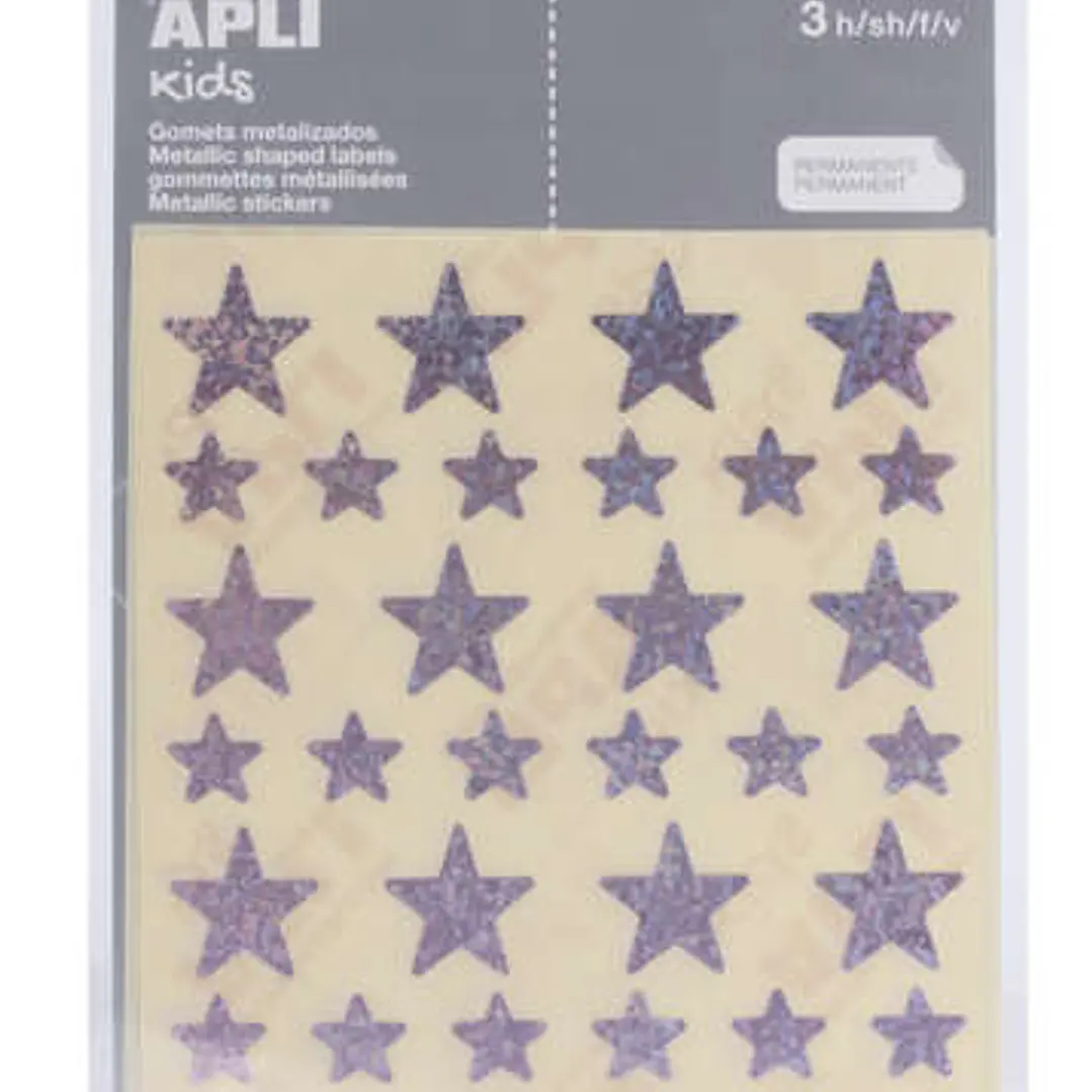 Apli Gomets Estrella Holograficos - Tamaño 12.5mm y 19.5mm - Adhesivo Permanente - 120 Gomets por Bolsa - Desarrollo de Habilidades y Creatividad - Ro 1