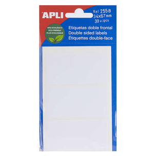 Apli Etiquetas Doble Frontal Blancas 34.0 x 67.0mm