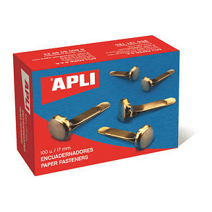 Apli Caja de 100 Encuadernadores Metalicos 12mm sin Arandela - Aptos para todo tipo de Documentos - Ideales para Encuadernar y Manualidades - Color Do