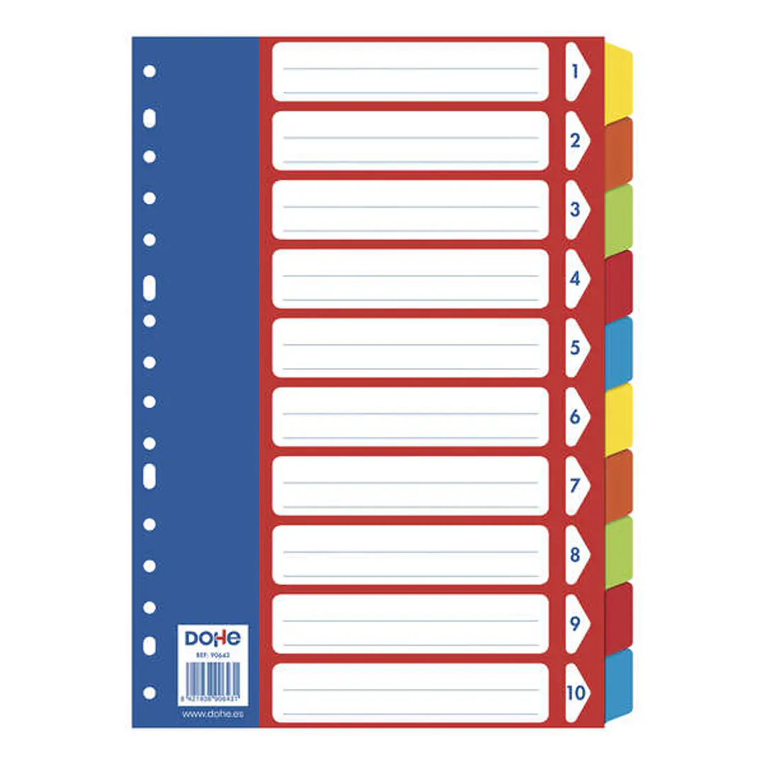 Dohe Separadores para Archivadores y Carpetas de Anillas - 180mm - Cartulina de 180gr - Multitaladro de 16 Perforaciones - Bolsa Autoadhesiva Individu 1