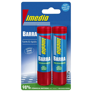 Imedio Pack de 2 Barras de Pegamento de 21grs - Sin Disolventes - Lavable - Apto para Uso Escolar