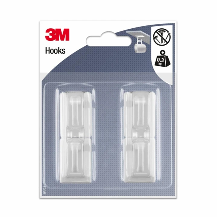 3M Pack de 4 Ganchos Adhesivos para Tazas - Soporta hasta 0.3kg - Color Transparente 1