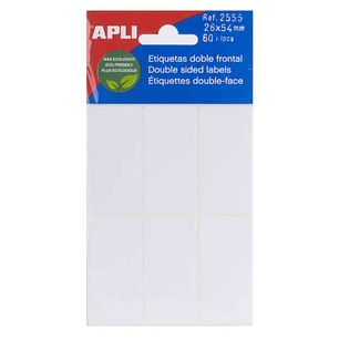 Apli Etiquetas Doble Frontal Blancas 26.0 x 54.0mm