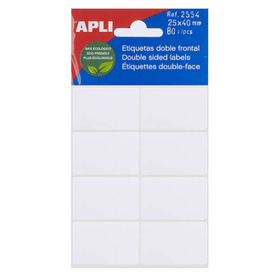 Apli Etiquetas Doble Frontal Blancas 25.0 x 40.0mm