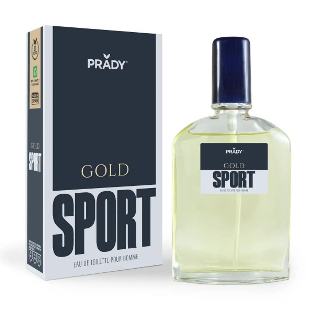 Prady Colonia de Hombre Gold Sport - Frasco de 90 ml - Spray Pulverizador 1