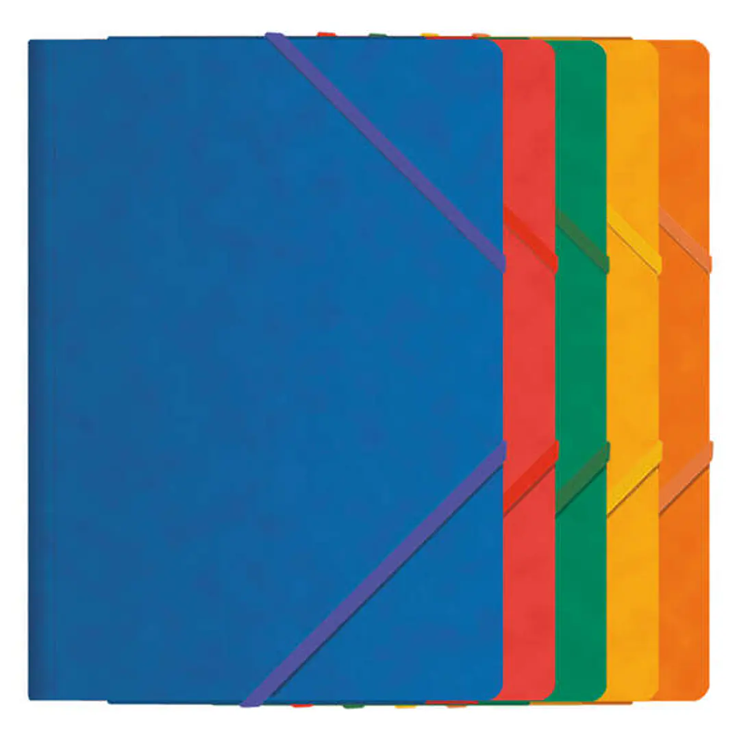 Dohe Carpeta de Gomas con Tres Solapas - Tamaño Folio - Fabricada en Cartulina de Primera Calidad - Plastificada - Cierre de Gomas Planas 1