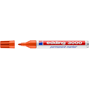 Edding 3000 Rotulador Permanente - Punta Redonda de 1.5mm - Trazo entre 1.5 y 3mm - Recargable - Secado Rapido - Color Naranja
