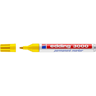 Edding 3000 Rotulador Permanente - Punta Redonda de 1.5mm - Trazo entre 1.5 y 3mm - Recargable - Secado Rapido - Color Amarillo