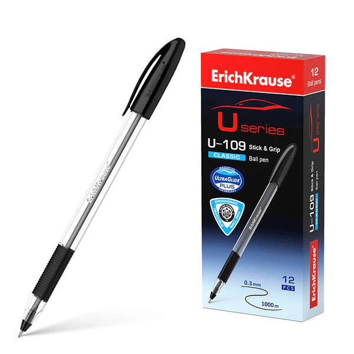 Erichkrause Boligrafo U-109 Classic Stick&Grip 1.0 - Ultra Glide Technology - Color Negro 1