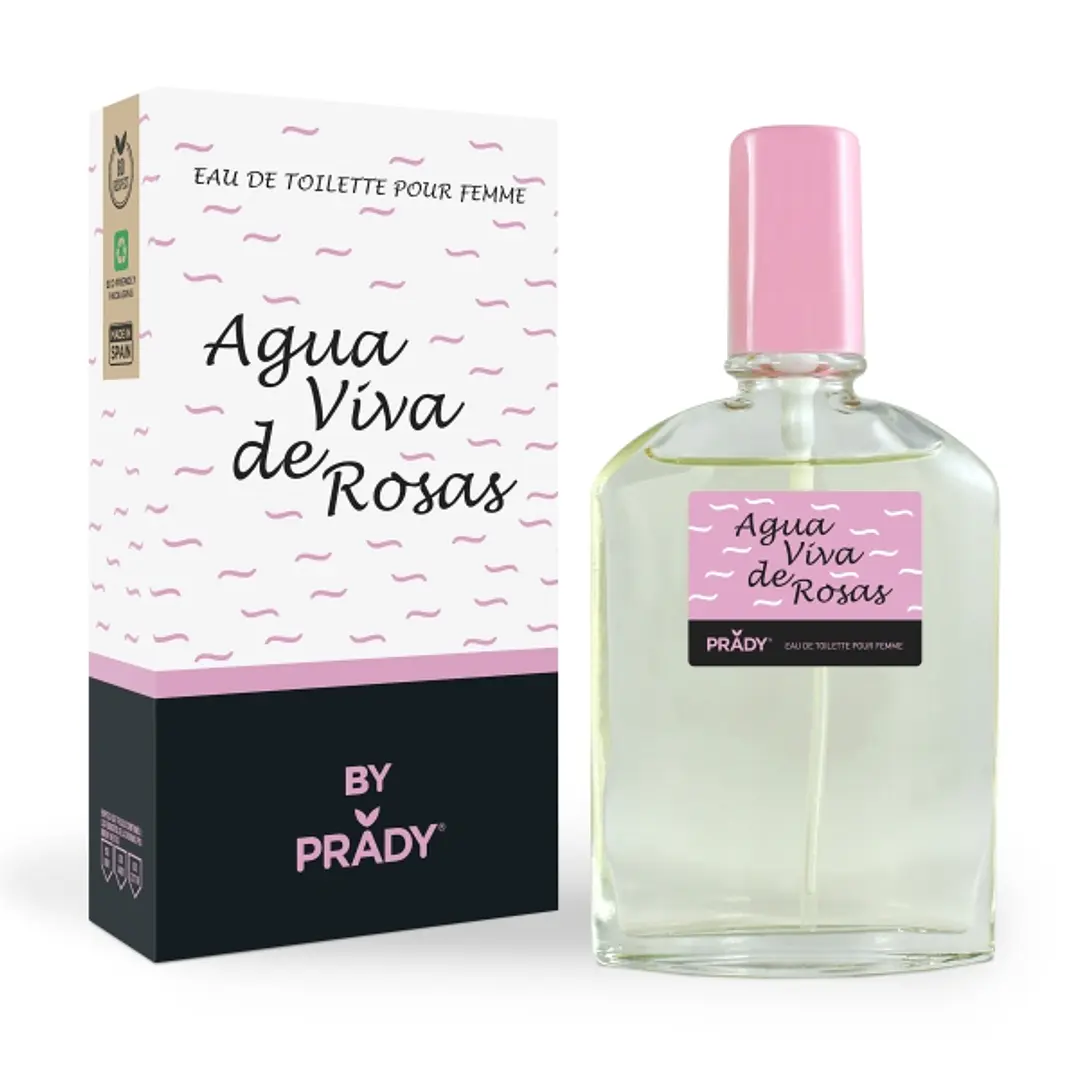 Prady Colonia de Mujer Agua Viva de Rosas - Frasco de 90 ml - Spray Pulverizador 1