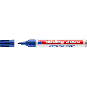 Edding 3000 Rotulador Permanente - Punta Redonda de 1.5mm - Trazo entre 1.5 y 3mm - Recargable - Secado Rapido - Color Azul