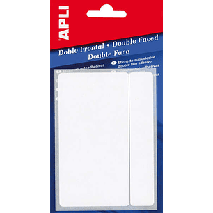 Apli Pack de 100 Etiquetas Doble Frontal 13x50mm - Adhesivo Permanente - Cantos Romos - Color Blanco