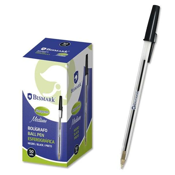 Bismark Boligrafo de Bola - Punta Redonda - Capuchon y Tapon del Color de la Tinta - Color Negro 1