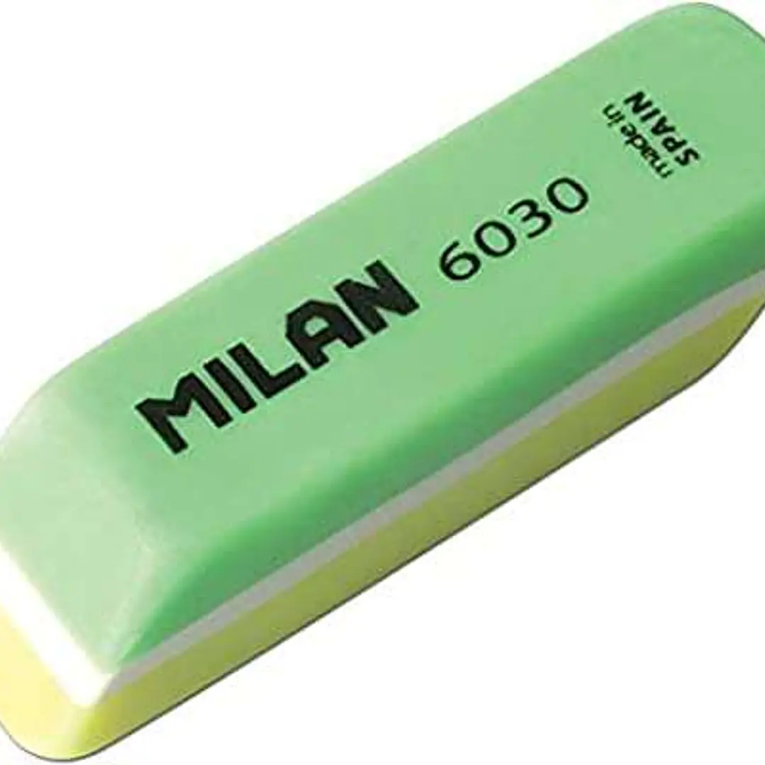 Milan Nata 6030 Goma de Borrar Biselada Bicolor - Plastico - No Daña el Papel - Colores Surtidos 1