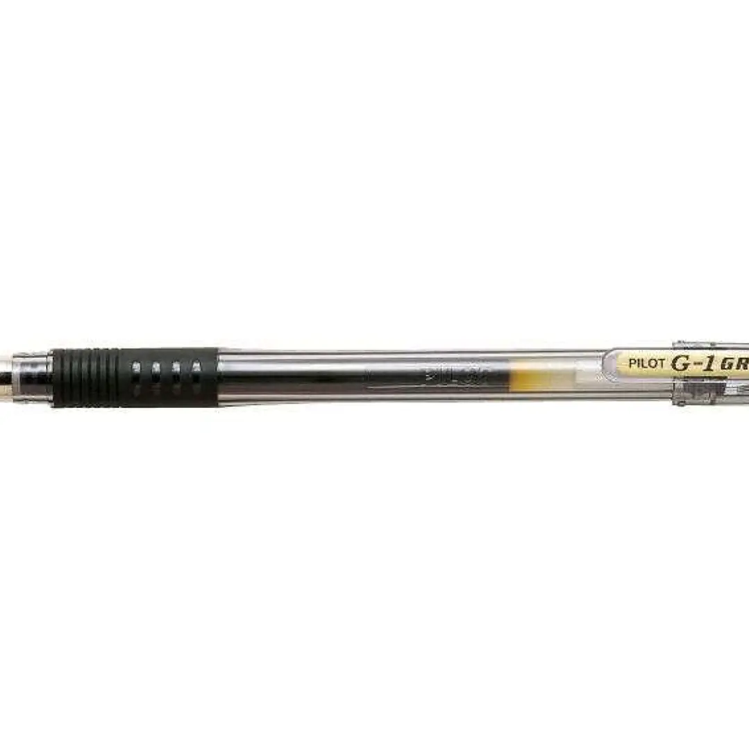 Pilot Boligrafo de Gel G1 Grip - Recargable - Grip de Goma - Punta de Bola 0.5mm - Trazo 0.3mm - Cuerpo Transparente - Color Negro 1