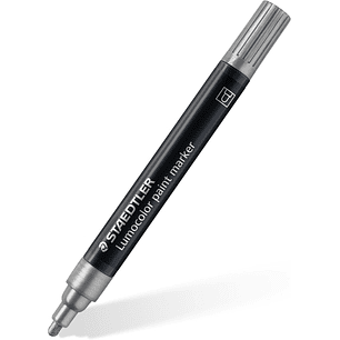 Staedtler Lumocolor 349 Marcador Acrilico Permanente - Trazo 2.4 mm Aprox - Tinta Base de Agua - Color Plata