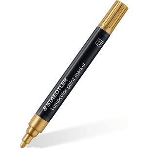 Staedtler Lumocolor 349 Marcador Acrilico Permanente - Trazo 2.4 mm Aprox - Tinta Base de Agua - Color Oro