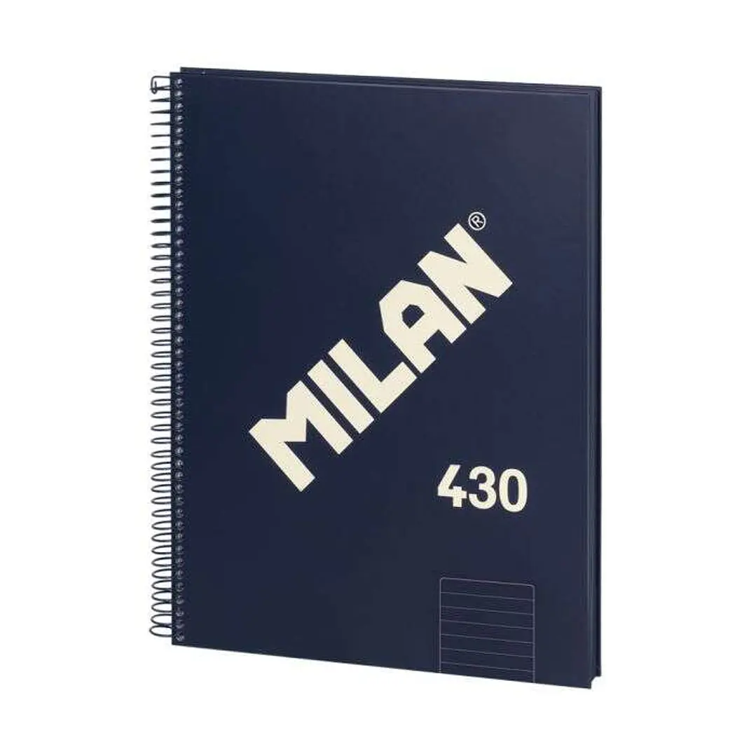 Milan Serie 1918 Cuaderno Espiral Formato A4 Pautado 7mm - 80 Hojas de 95 gr/m2 - Microperforado, 4 Taladros - Color Azul Oscuro 1