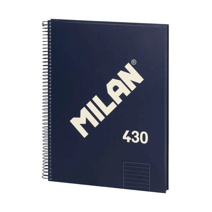 Milan Serie 1918 Cuaderno Espiral Formato A4 Pautado 7mm - 80 Hojas de 95 gr/m2 - Microperforado, 4 Taladros - Color Azul Oscuro 1