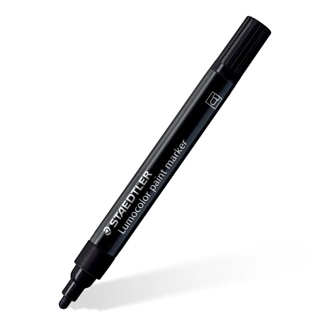 Staedtler Lumocolor 349 Marcador Acrilico Permanente - Trazo 2.4 mm Aprox - Tinta Base de Agua - Color Negro 1