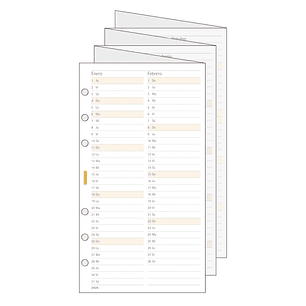 Finocam C996 Planificador de Recambio para Agendas Classic - Anual 2026 - Desplegable - Formato 609 - 94x1x171mm - Color Blanco