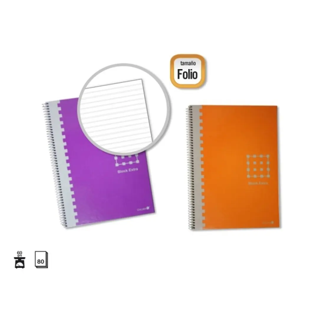 Golden Cuaderno Espiral Folio 80 Hojas 60grs Pautado 3.5mm - Margen Remarcado - Tapa Extradura - Colores Surtidos 1
