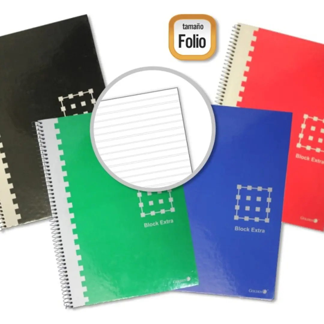 Golden Cuaderno Espiral Folio 80 Hojas 60grs Pautado - Margen Remarcado - Tapa Extradura - Colores Surtidos 1