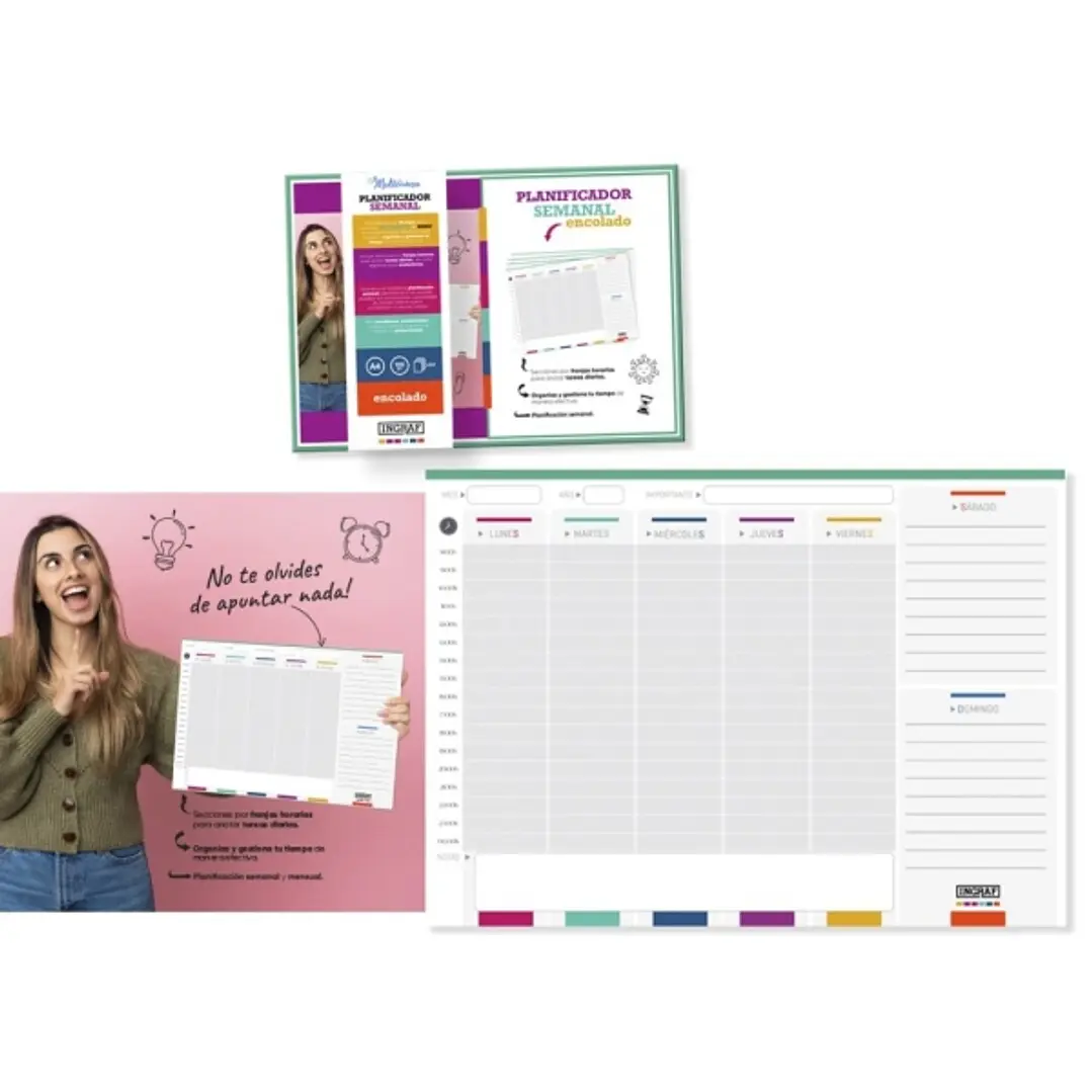 Ingraf Mediterraneo Planificador Semanal A4 Encolado - 54 Hojas Tamaño A4 1