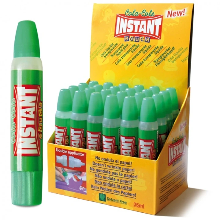 Instant Educa Pegamento Transparente 35ml - Doble Aplicador - A Base de Componentes Naturales - Sin Disolventes - Transparente 1