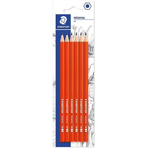 Staedtler Minerva Pack de 6 Lapices de Grafito Hexagonales - Mina 2HB - Madera de Bosques Sostenibles - Para Escribir y Dibujar