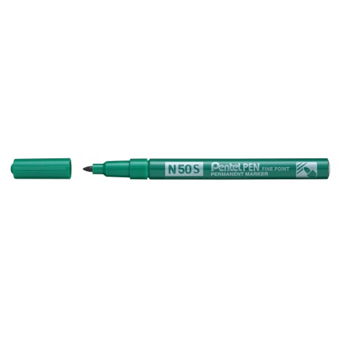 Pentel Pen N50S Rotulador Permanente - Punta Fina 3.18mm - Resistente a Agua y Luz - Color Verde 1